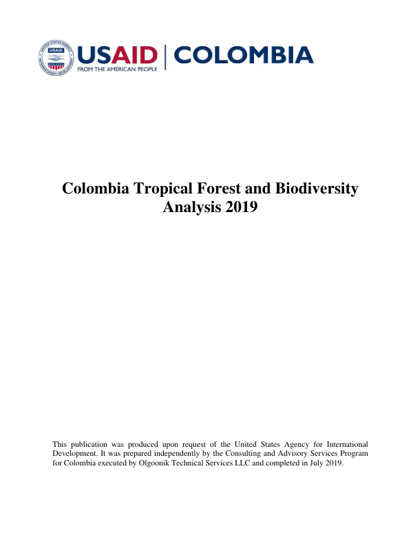 Colombia tropical forest and biodiversity analysis 2019