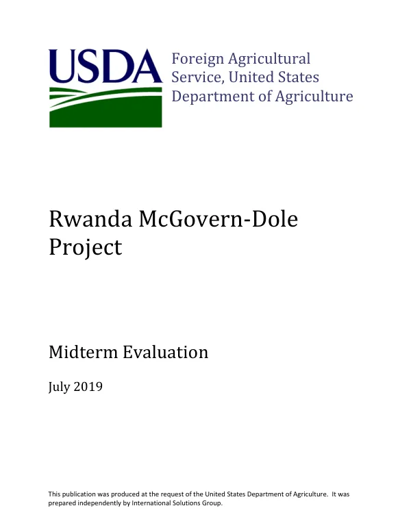 WFP"s USDA McGovern-Dole international food for education and child nutrition program"s support in Rwanda 2016-2020 evaluation report : midterm evaluation [FY 2015]