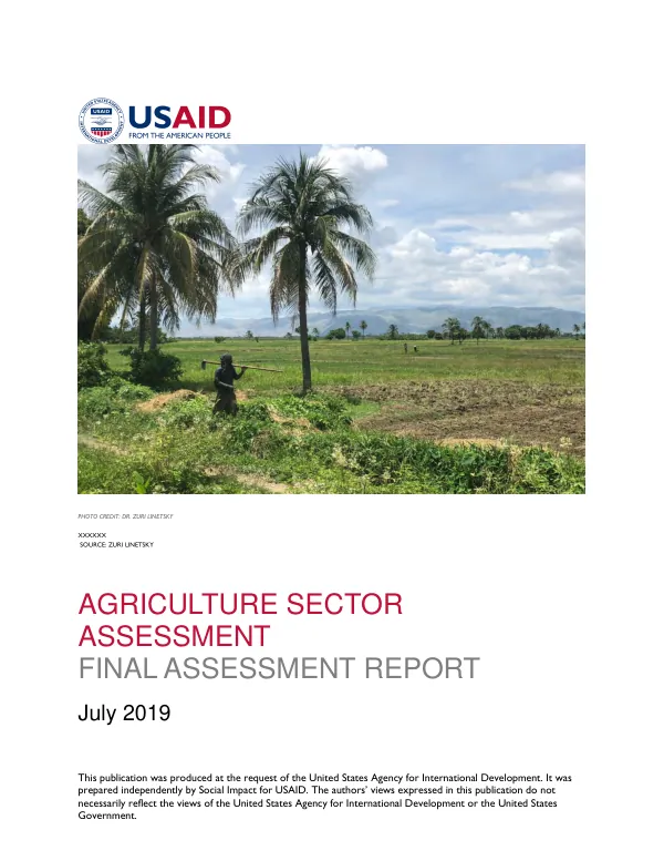Agriculture sector assessment : final assessment report
