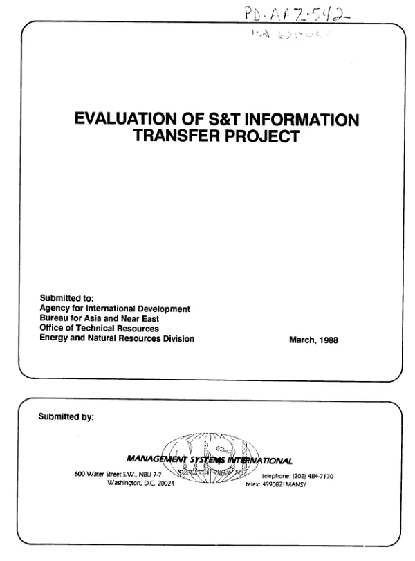 Evaluation of S&T information transfer project