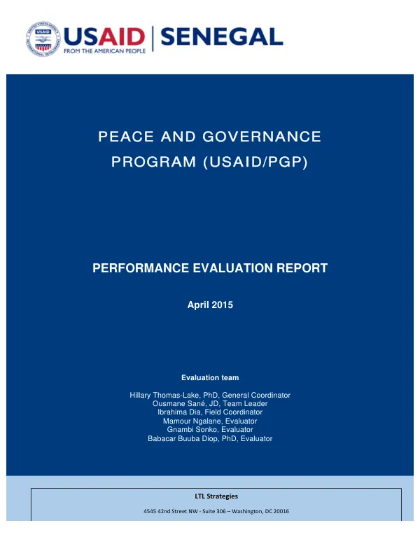 Peace and governance program (USAID/PGP) : performance evaluation report