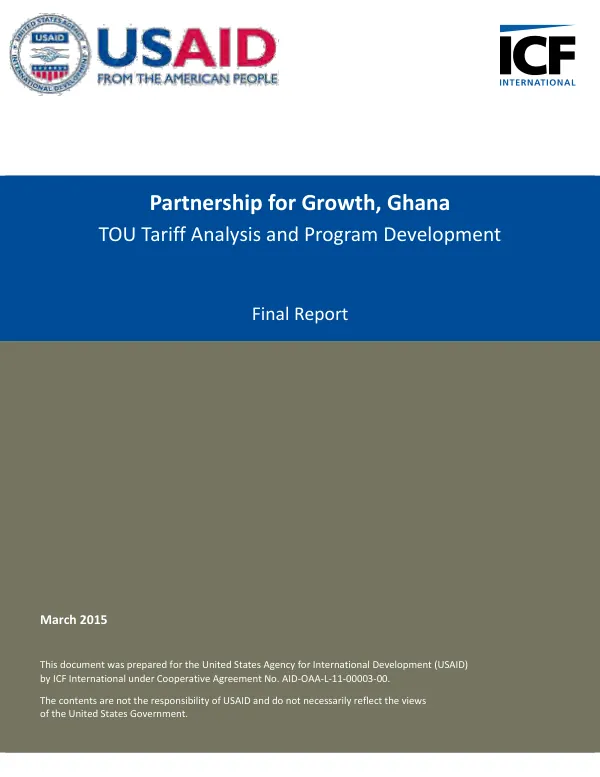 Partnership for growth Ghana : TOU tariff analysis and program development : final report