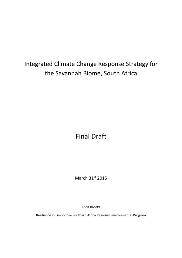 Integrated climate change response strategy for the Savannah Biome, South Africa : final draft