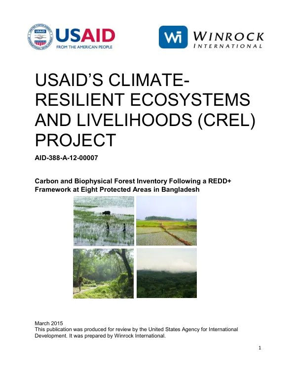 Carbon and biophysical forest inventory following a REDD+ framework at eight protected areas in Bangladesh