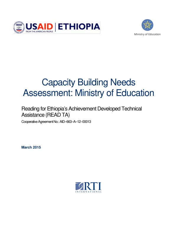Capacity building needs assessment : Ministry of Education