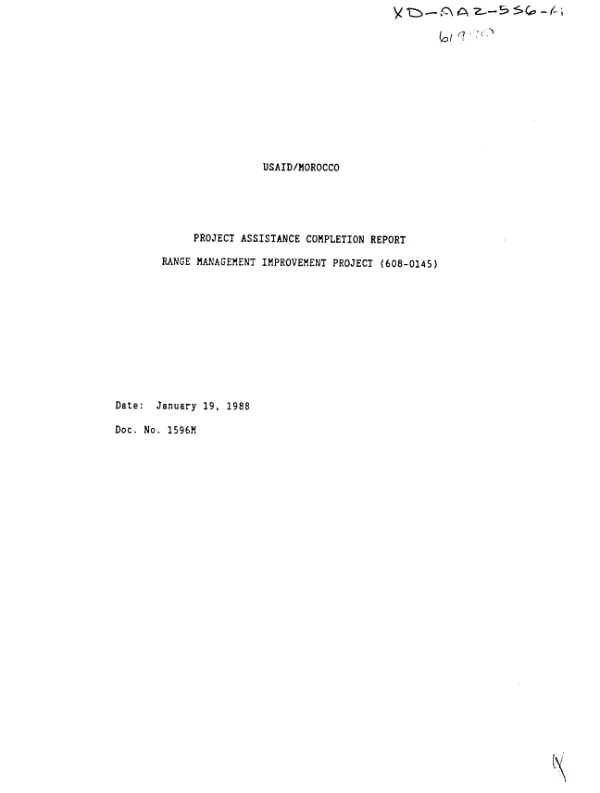 Project assistance completion report : range management improvement project (608-0145)