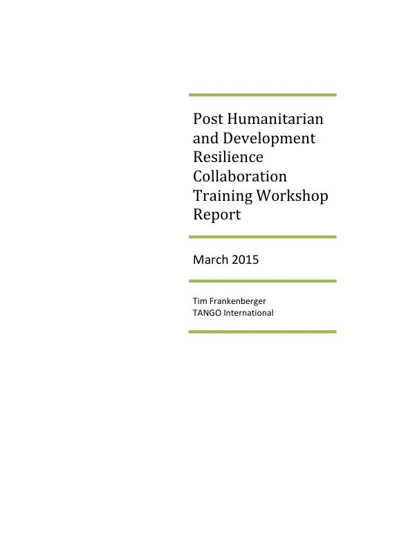 Post humanitarian and development resilience collaboration training workshop report