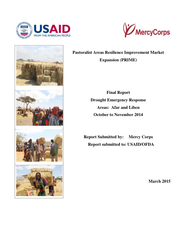 Pastoralist areas resilience improvement market expansion (PRIME) : final report : drought emergency response areas : Afar and Liben : October to November 2014
