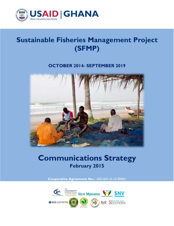 Sustainable fisheries management project (SFMP) : October 2014- September 2019 : communications strategy February 2015