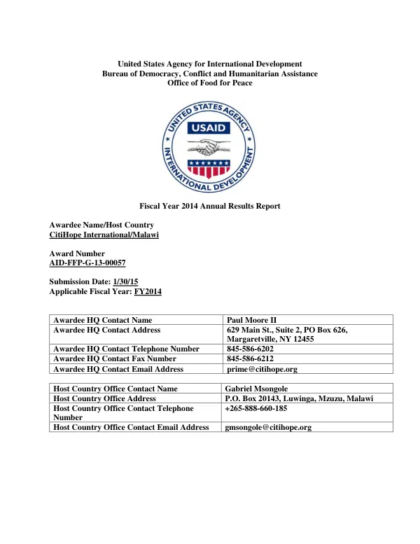Fiscal year 2014 annual results report
