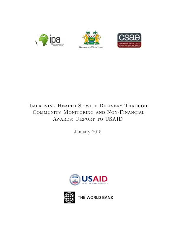 Improving health service delivery through community monitoring and non-financial awards : report to USAID