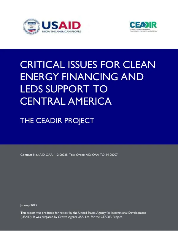 Critical issues for clean energy financing and LEDS support to Central America
