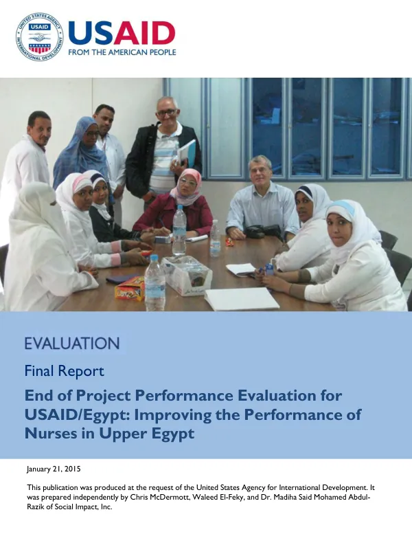 Evaluation of the improving the performance of nurses in Upper Egypt program : a final performance evaluation