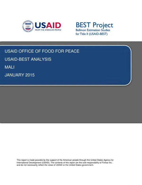 USAID-BEST analysis Mali