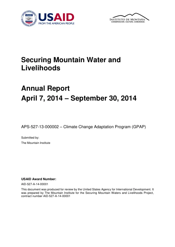 Annual Report April 7, 2014 – September 30, 2014