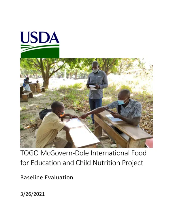 [USDA FY 2019] Togo McGovern-Dole International food for education and child nutrition project : baseline evaluation