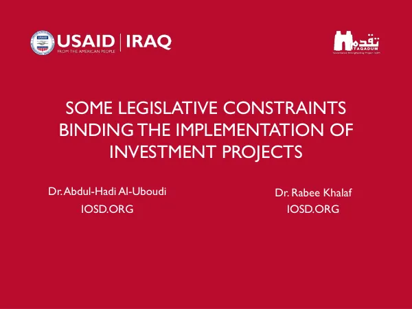 SOME LEGISLATIVE CONSTRAINTS BINDING THE IMPLEMENTATION OF INVESTMENT PROJECTS