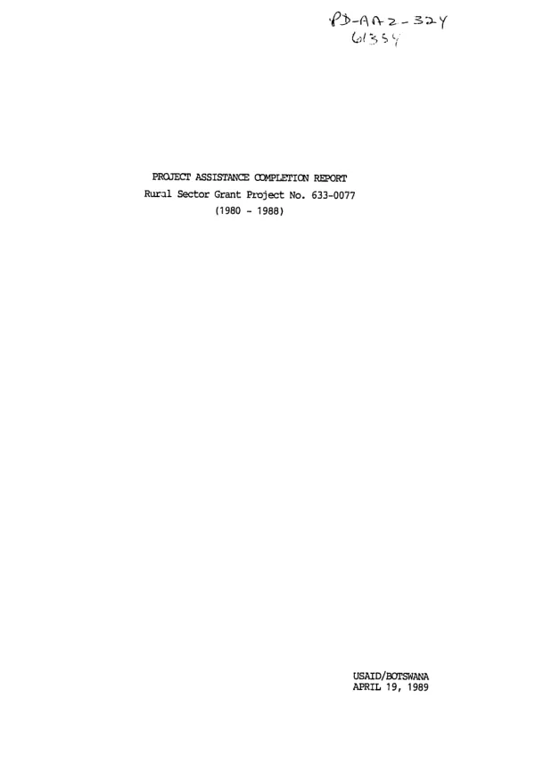 Project assistance completion report : rural sector grant project no. 633-0077 (1980-1988)