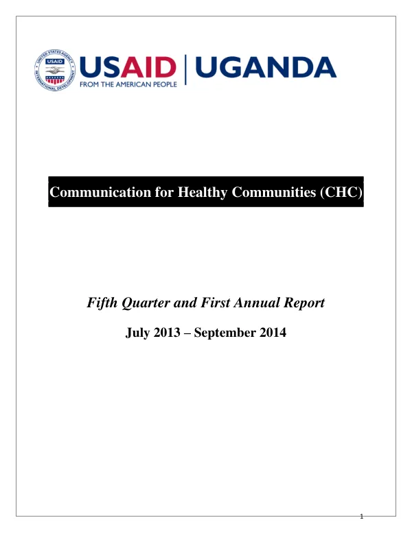 USAID/CHC Year 1 Annual Report 2013-14