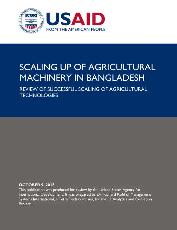 Scaling up of agricultural machinery in Bangladesh : review of successful scaling of agricultural technologies