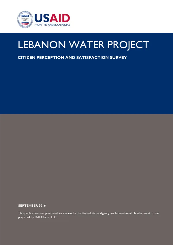Lebanon water project : citizen perception and satisfaction survey