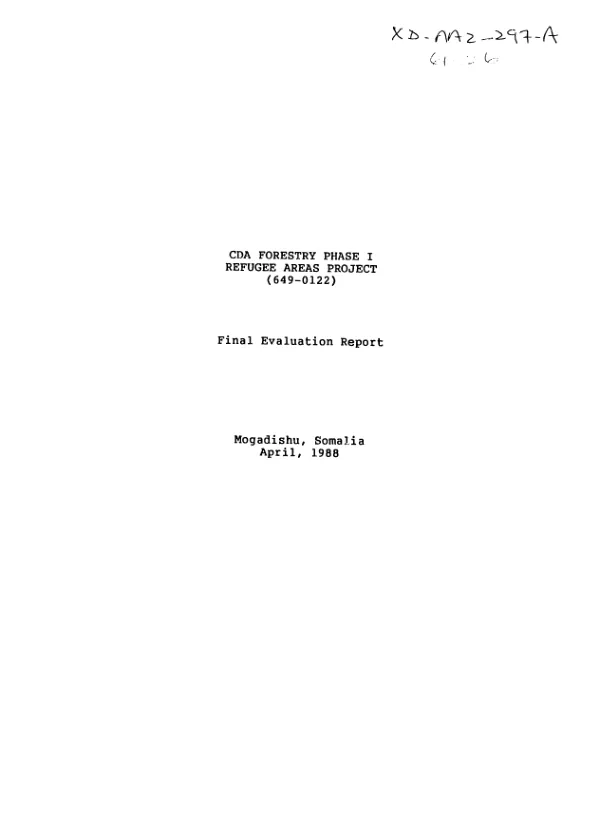CDA forestry phase I refugee areas project (649-0122) : final evaluation report