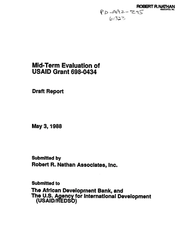 Mid-term evaluation of USAID grant 698-0434 : draft report