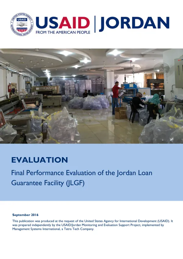 Final performance evaluation report : Jordan loan guarantee facility (JLGF)