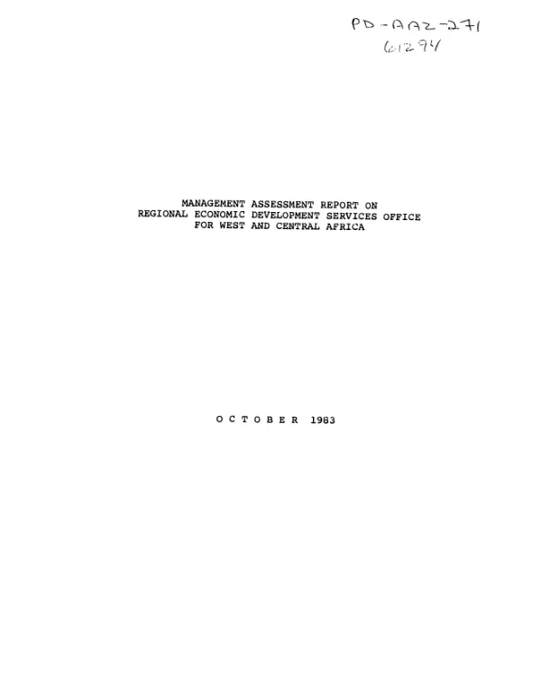 Management assessment report on Regional Economic Development Services Office for West and Central Africa