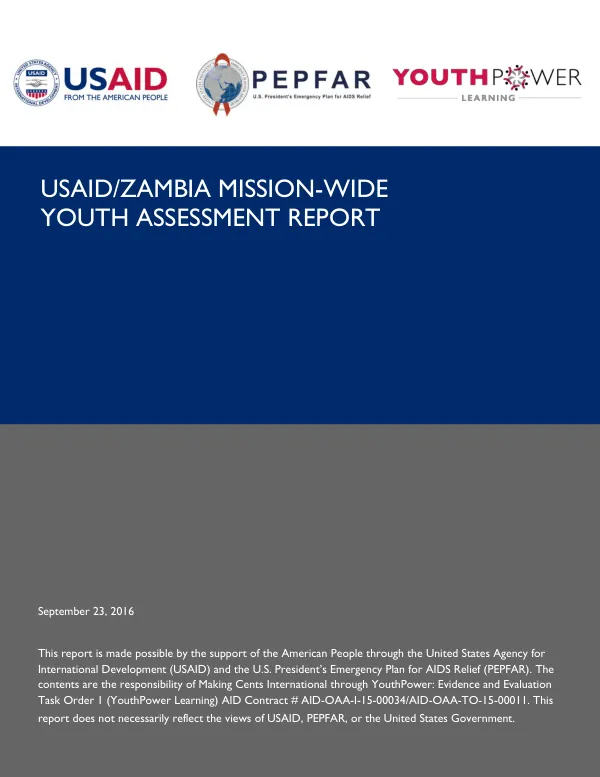 USAID/Zambia mission-wide youth assessment report