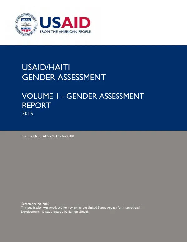 USAID/Haiti gender assessment : gender assessment report