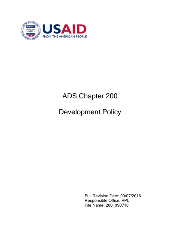 ADS chapter 200 : development policy