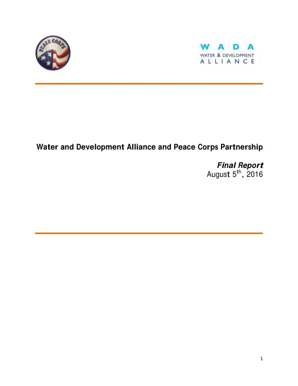 Water and development alliance and peace corps partnership : final report