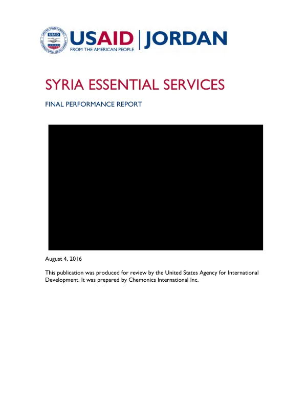 Syria essential services : final performance report