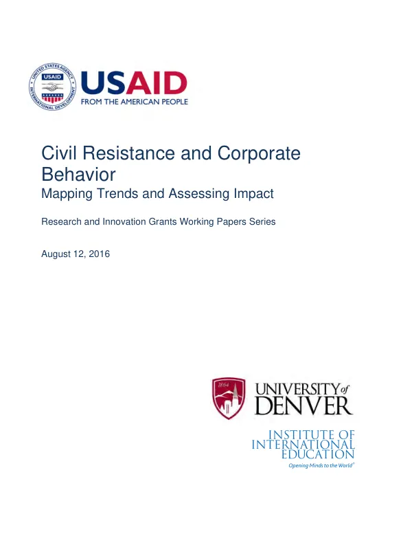 Civil resistance and corporate behavior : mapping trends and assessing impact