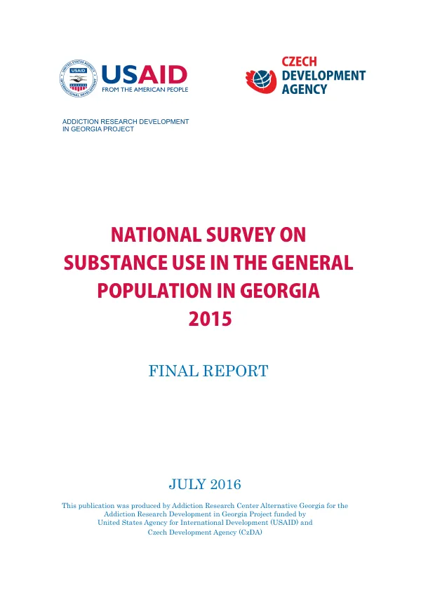 National survey on substance use in the general population in Georgia 2015 : final report