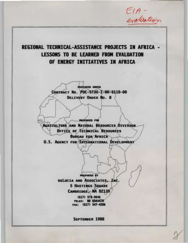 Regional technical-assistance projects in Africa : lessons to be learned from evaluation of energy initiatives in Africa