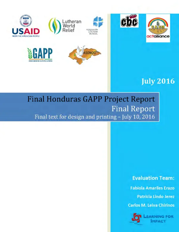 Final Honduras GAPP project report : final report