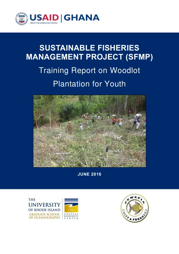 Sustainable fisheries management project (SFMP) : training report on Woodlot Plantation for youth