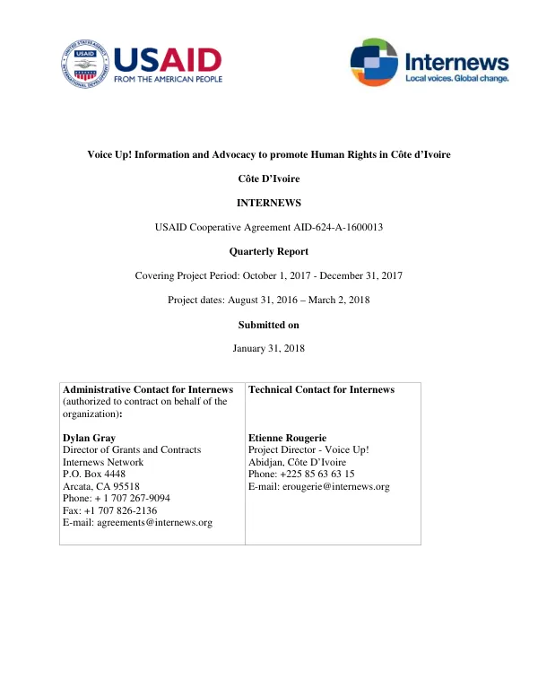 Voice Up! Information and Advocacy to promote Human Rights in Côte d’Ivoire