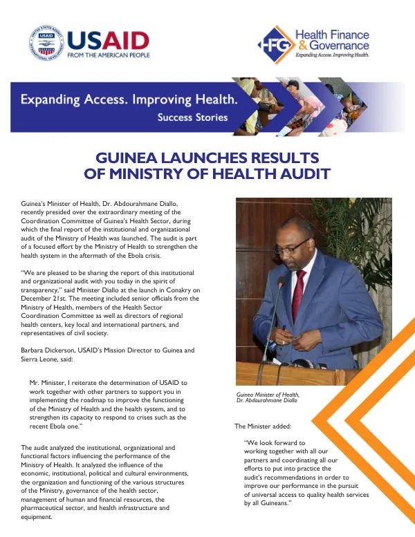 Guinea launches results of Ministry of Health audit
