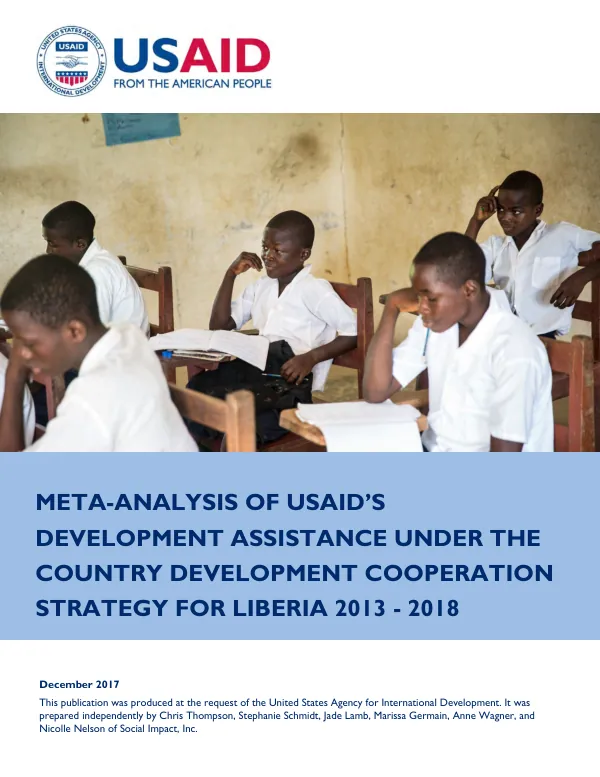 Meta-analysis of USAID"s development assistance under the Country Development Cooperation Strategy for Liberia 2013-2018