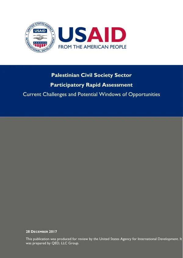 Palestinian civil society sector participatory rapid assessment : current challenges and potential windows of opportunities
