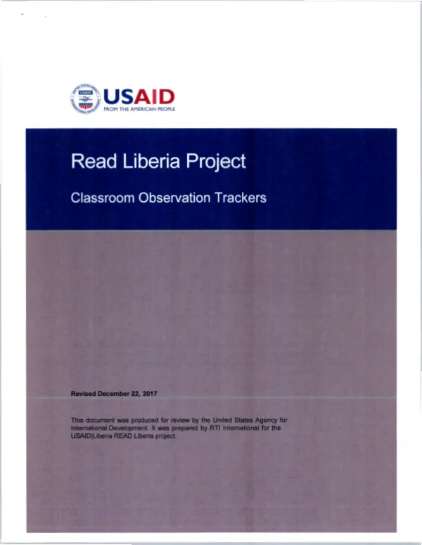 Read Liberia project : classroom observation trackers