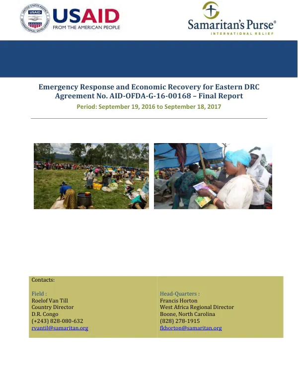 Emergency response and economic recovery for Eastern DRC : final report