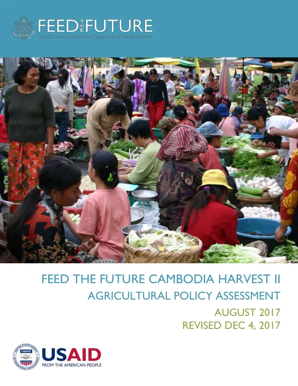 Feed the Future Cambodia harvest II : agricultural policy assessment