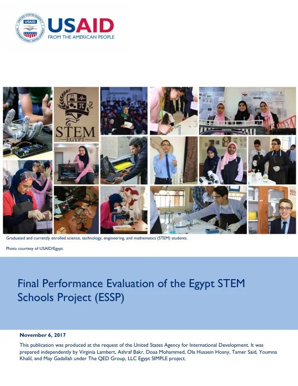 Final performance evaluation of the Egypt STEM schools project (ESSP)