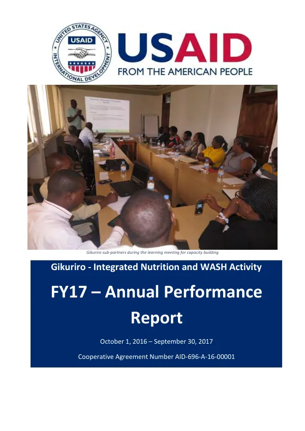 Gikuriro- integrated nutrition and WASH activity : FY17-annual performance report