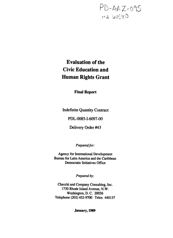 Evaluation of the civic education and human rights grant : final report