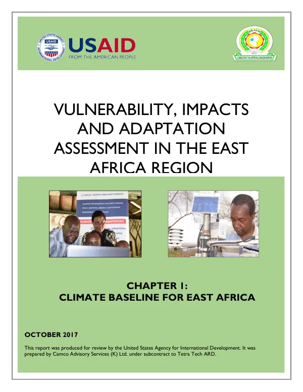 Vulnerability, impacts and adaptation assessment in the East Africa region : chapter 1 : climate baseline for East Africa